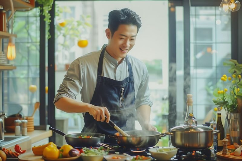 A Deliz cook preparing food in the kitchen